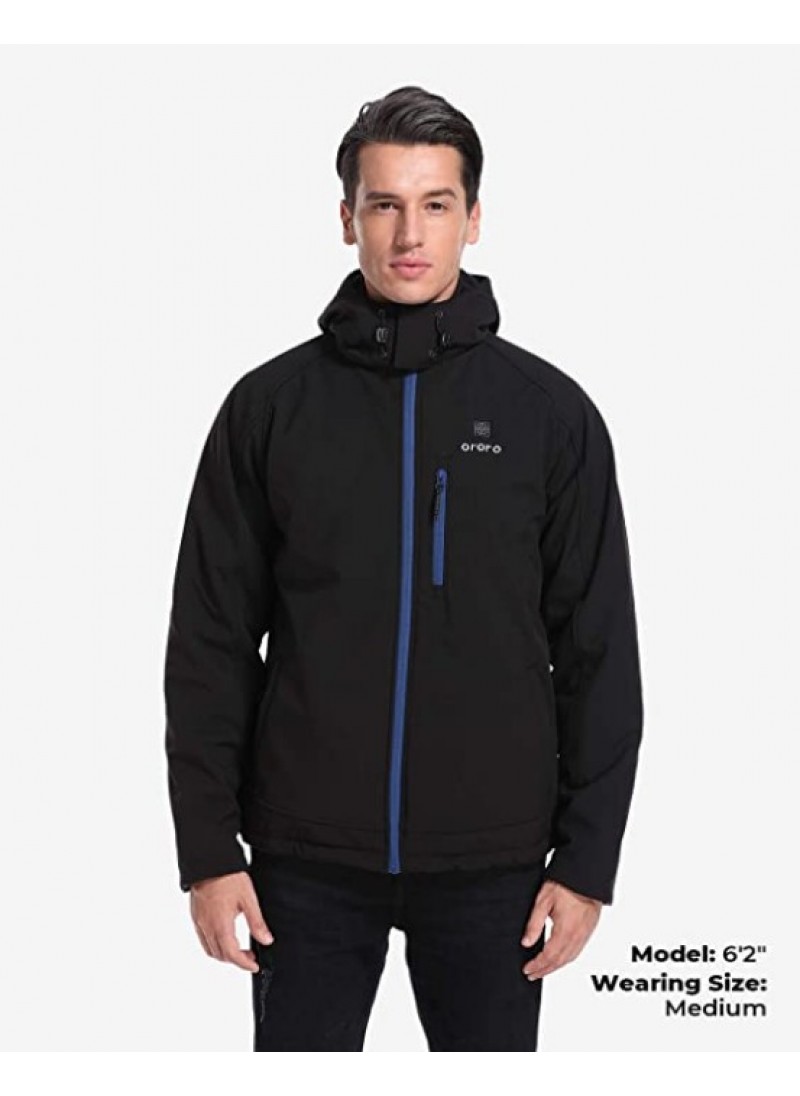 ORORO Men's Soft Shell Heated Jacket with Detachab...